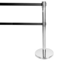 Aarco HS-27 Satin 40 inch Crowd Control / Guidance Stanchion with Dual 84 inch Black Retractable Belts