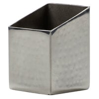 American Metalcraft HMSSQPH2 Square Angled Hammered Stainless Steel Sugar Caddy - 2 inch x 2 3/4 inch