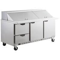 Beverage-Air SPED72HC-30M-2 72 inch 2 Door 2 Drawer Mega Top Refrigerated Sandwich Prep Table