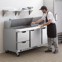Beverage-Air SPED72HC-30M-2 72 inch 2 Door 2 Drawer Mega Top Refrigerated Sandwich Prep Table