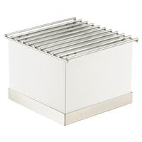 Cal-Mil 3011-55 Luxe White Metal Chafer Griddle with Stainless Steel Base - 12" x 12" x 8 1/4"