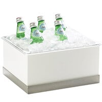 Cal-Mil 3005-10-55 Luxe White Ice Housing with Stainless Steel Trim and Clear Pan - 12 1/4 inch x 10 inch x 6 1/2 inch