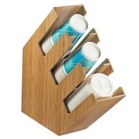 Cal-Mil 2048-3-60 Bamboo 3-Section Slanted Countertop Cup and Lid Organizer