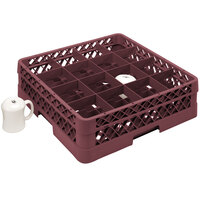 Vollrath TR4DDA Traex® Full-Size Burgundy 16-Compartment 7 7/8 inch Cup Rack with Open Rack Extender On Top