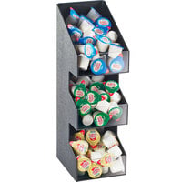 Cal-Mil 2053 Classic Three Tier Black Condiment Display with Clear Bin Fronts - 5 1/4" x 6 3/4" x 16"