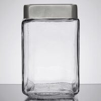 Anchor Hocking 85754 1.5 Qt. Stackable Glass Jar with Brushed Aluminum Lid - 6/Case