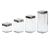Anchor Hocking 85754 1.5 Qt. Stackable Glass Jar with Brushed Aluminum Lid - 6/Case