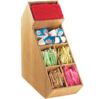 Cal-Mil 2052-60 Bamboo Stir Stick and Condiment Display with Removable Dividers - 5 1/2" x 13 1/4" x 14 1/4"
