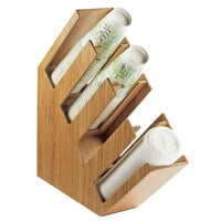 Cal-Mil 2048-4-60 Bamboo 4-Section Slanted Countertop Cup and Lid Organizer