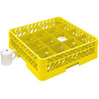 Vollrath TR4DA Traex® Full-Size Yellow 16-Compartment 6 3/8 inch Cup Rack with Open Rack Extender On Top