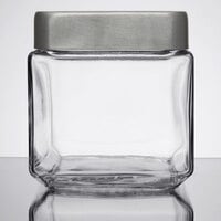Anchor Hocking 85753 1 Qt. Stackable Glass Jar with Brushed Aluminum Lid - 6/Case