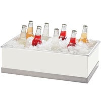 Cal-Mil 3005-12-55 Luxe White Metal Ice and Beverage Housing Display with Stainless Steel Base and Clear Polycarbonate Bin - 12 1/4 inch x 20 1/4 inch x 6 1/4 inch