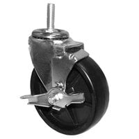 All Points 26-3269 5" Swivel Threaded Stem Caster with Brake - 1/2"-13 x 1 1/2" Stem, 260 lb. Capacity