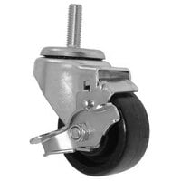 All Points 26-3284 3 inch Swivel Threaded Stem Caster with Brake - 1/2 inch-13 x 1 1/2 inch Stem, 220 lb. Capacity