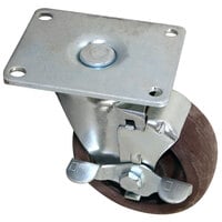 All Points 26-3375 4 inch High Temperature Swivel Plate Caster with Brake - 375 lb. Capacity