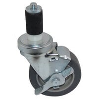 All Points 26-3313 4 inch Swivel Stem Caster with Brake for 1 3/16 inch O.D. Tubing - 250 lb. Capacity
