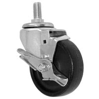 All Points 26-3306 4 inch Swivel Threaded Stem Caster with Brake - 5/8 inch-11 x 1 1/2 inch Stem, 240 lb. Capacity