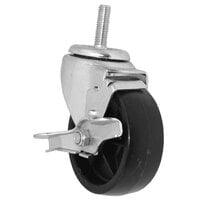 All Points 26-3271 4 inch Swivel Threaded Stem Caster with Brake - 1/2 inch-13 x 1 1/2 inch Stem, 240 lb. Capacity