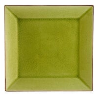 CAC 666-5G Japanese Style 5" Square Stoneware Plate - Black Non-Glare Glaze / Golden Green - 36/Case