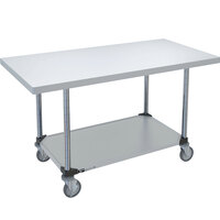14 Gauge Metro MWT309FS 30 inch x 96 inch HD Super Stainless Steel Mobile Work Table with Stainless Steel Undershelf