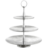 Tablecraft RT3 Remington 17 inch Round Stainless Steel Three-Tiered Serving Set with 14 inch, 11 inch and 8 inch Trays