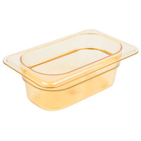Carlisle 3088613 StorPlus 1/9 Size Amber High Heat Plastic Food Pan - 2 1/2" Deep