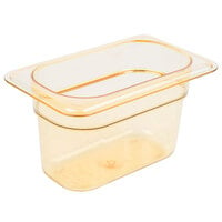 Carlisle 3088713 StorPlus 1/9 Size Amber High Heat Plastic Food Pan - 4" Deep