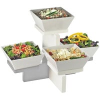 Cal-Mil 3024-55 Luxe Four Bowl Stainless Steel Multi Level Display - 20" x 16" x 13 1/2"