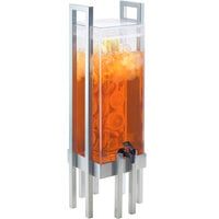 Cal-Mil 3302-3INF-74 One by One 3 Gallon Acrylic Beverage Dispenser with Silver Frame and Infusion Chamber - 9" x 9" x 28 1/2"