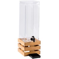 Cal-Mil 3301-3-60 Bamboo 3 Gallon Acrylic Crate Beverage Dispenser with Ice Chamber - 8 inch x 8 inch x 25 1/2 inch