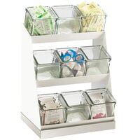 Cal-Mil 3018-55-12 Luxe Condiment Display with Glass Jars and Stainless Steel Base - 12 1/4" x 9" x 15 1/2"