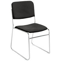 National Public Seating 8660 Ebony Black Stackable Signature Padded Chair with Chrome Frame