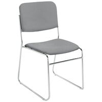 National Public Seating 8652 Classic Gray Stackable Signature Padded Chair with Chrome Frame
