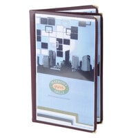 Menu Solutions SE350D-BURG 8 1/2 inch x 14 inch Burgundy Quad Panel Booklet Menu Jacket with 8 Views