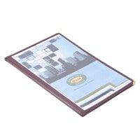 Menu Solutions SE350D-BURG 8 1/2 inch x 14 inch Burgundy Quad Panel Booklet Menu Jacket with 8 Views