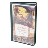 Menu Solutions SE350D-GREEN 8 1/2 inch x 14 inch Green Quad Panel Booklet Menu Jacket with 8 Views