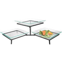 Cal-Mil GL1600-13 Glacier Black Two Tier Display Riser with Acrylic Platters - 31 1/2" x 14" x 9"