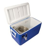 Micro Matic CB481B Blue 1 Faucet 48 Qt. Insulated Jockey Box with 100 ft. Coil