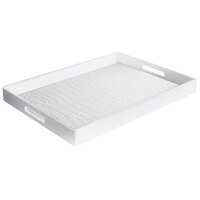 The Jay Companies A201CRW 14 inch x 19 inch White Polypropylene Gator Room Service Tray with Handles