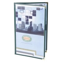 Menu Solutions SE310D-GREEN 8 1/2 inch x 14 inch Green Double Panel Menu Jacket with 4 Views