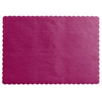 Choice 10 inch x 14 inch Wine Colored Paper Placemat with Scalloped Edge - 1000/Case