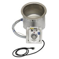 Wells 5P-SS8TDUCI-120 7 Qt. Round Insulated Drop In Soup Well with Drain and Cord - Top Mount, Thermostatic Control, 120V