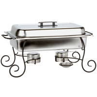 Choice 8 Qt. Full Size Chafer with Black Wrought Iron Stand and Black Plastic Lid Handle