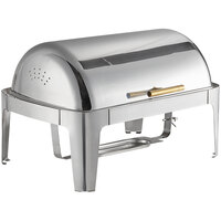 Choice Supreme 8 Qt. Full Size Gold Accent Roll Top Chafer