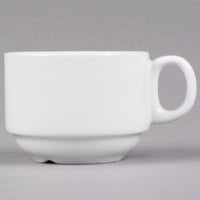 Tuxton ALF-0703 Alaska 7 oz. Rolled Edge Bright White Stackable China Cup - 36/Case