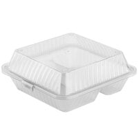 GET EC-09 9" x 9" x 3 1/2" Clear Customizable 3-Compartment Reusable Eco-Takeouts Container - 12/Case