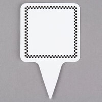 Square Write-On Deli Sign Spear with Black Checkered Border - 25/Pack