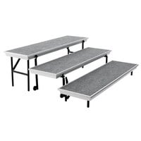 National Public Seating TP72 Trans-Port 3-Level Gray Carpet Straight Choral Riser - 18 inch x 72 inch x 24 inch