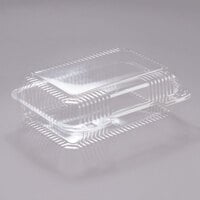 Dart PET40UT1 StayLock 9 3/8 inch x 6 3/4 inch x 3 1/8 inch Clear Hinged PET Plastic Medium High Dome Oblong Container - 250/Case