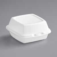 Dart 60HT1 White Foam Hinged Lid Container 6" x 6" x 3" - 500/Case